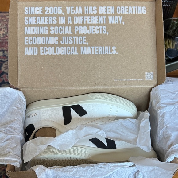 Veja Shoes - Veja White and Black Sneakers 38.5 NIB
